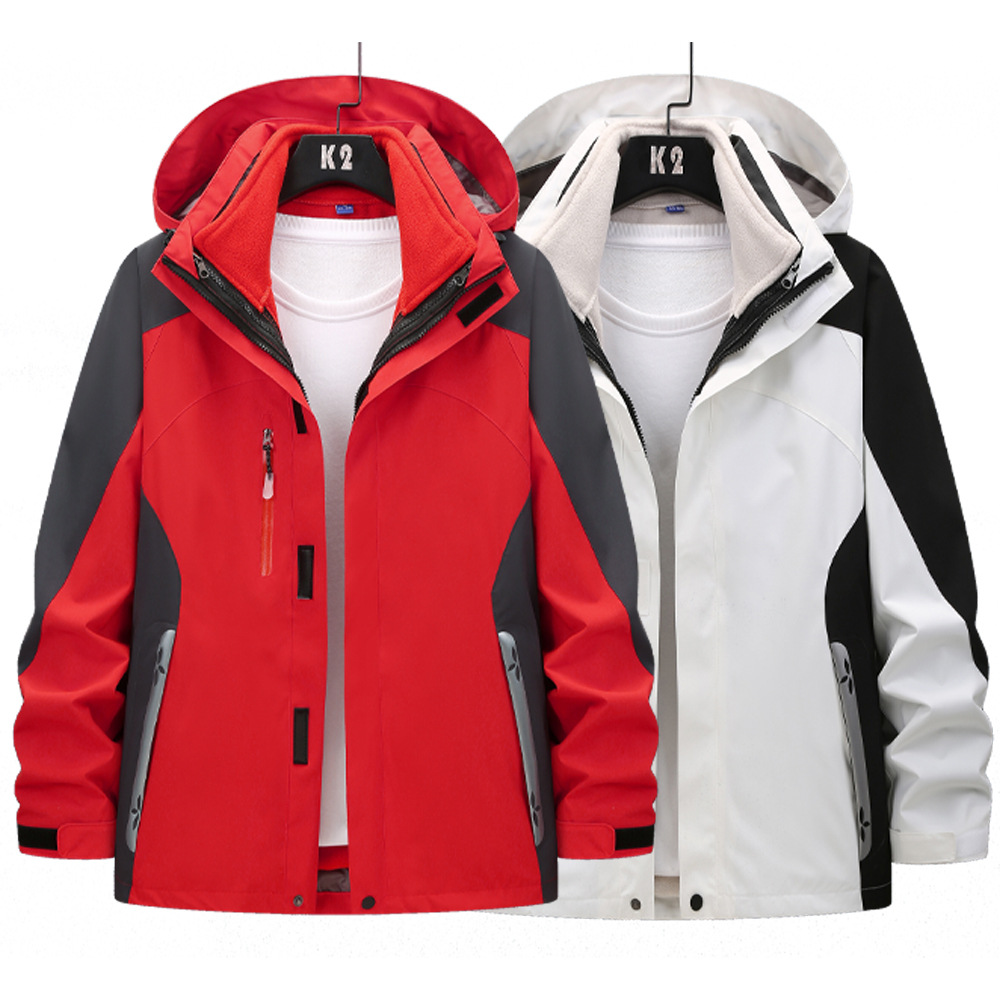 冲锋衣厂家供应男女两件套可脱卸内胆企业工装团体工作服防风防水