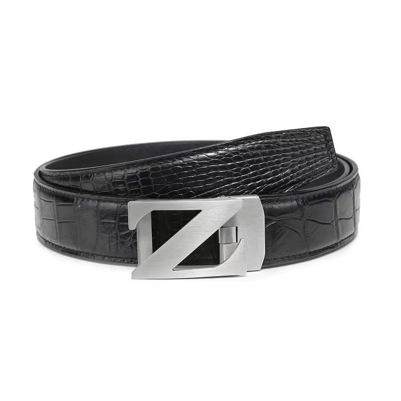 鳄鱼皮男士皮带2024新款自动扣商务潮流高档真皮裤带休闲腰带正品
