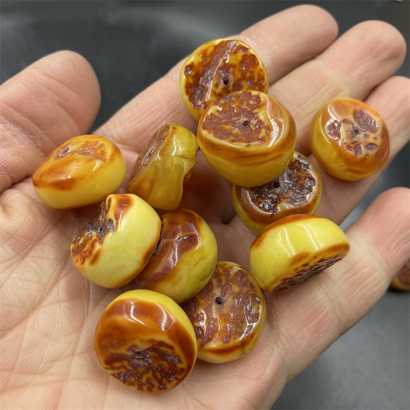 平价玉器 优化二代琥珀蜜蜡算盘珠散珠 平安扣珠子散批-阿里巴巴
