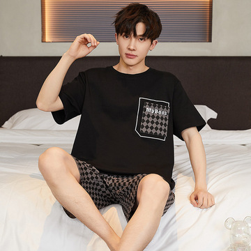 青少年短袖睡衣男士夏季纯棉薄款高中生20岁大男孩18岁家居服套装
