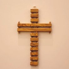 橄榄木珠帘十字架壁挂工艺品