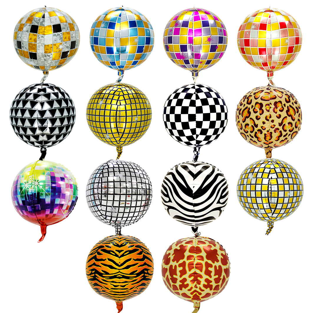 Cross-Border 22-Inch 4D Animal Pattern Disco Three-Dimensional Balloon Birthday Party Layout Push Stall Aluminum Film Balloon