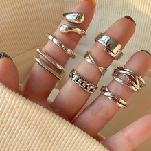 重工简约组合925纯银戒指女食指轻奢小众冷淡时尚个性蹦迪指环