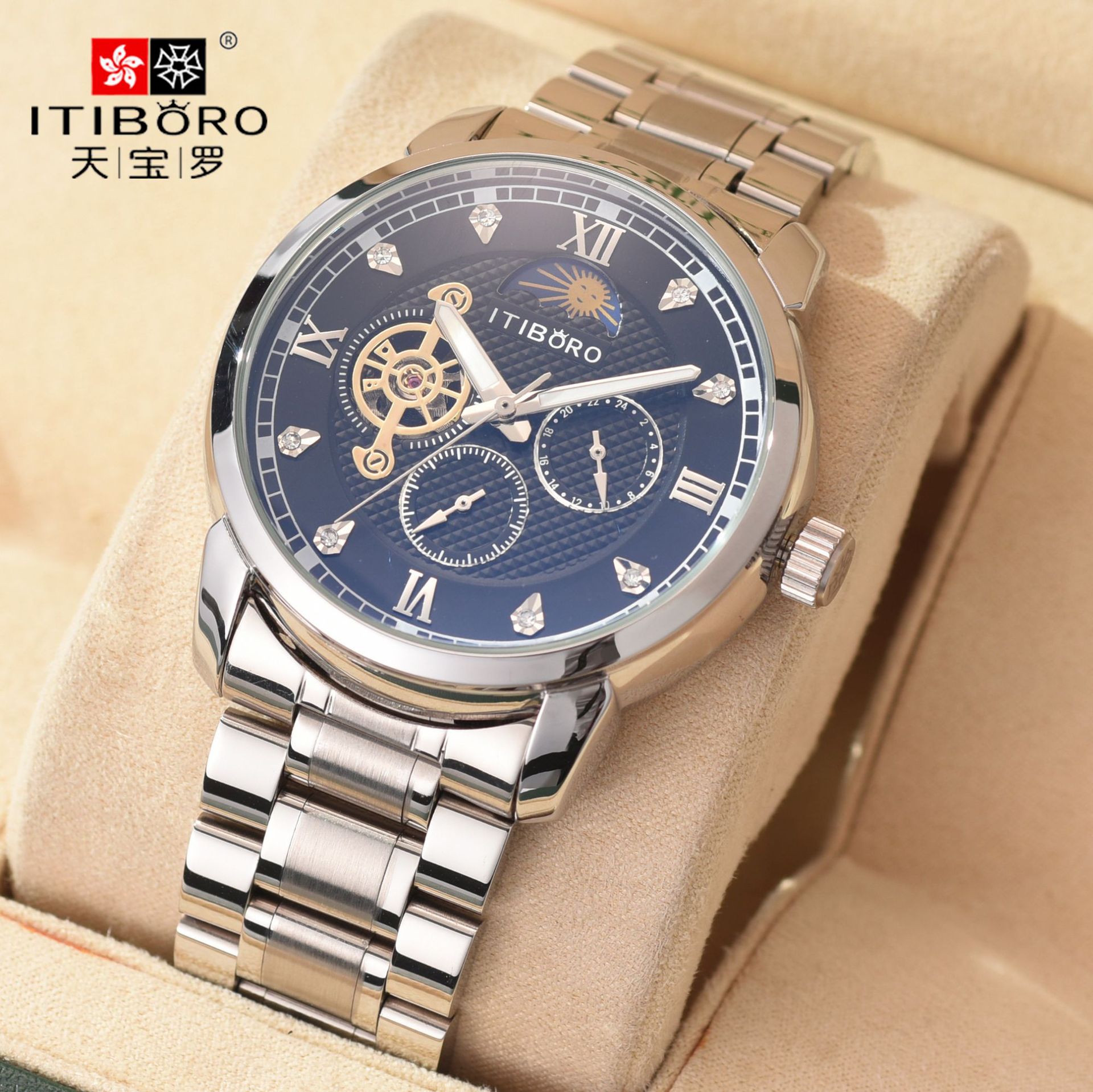 正品itiboro天宝罗手表男机械表全自动男士原装机芯腕表l809106126