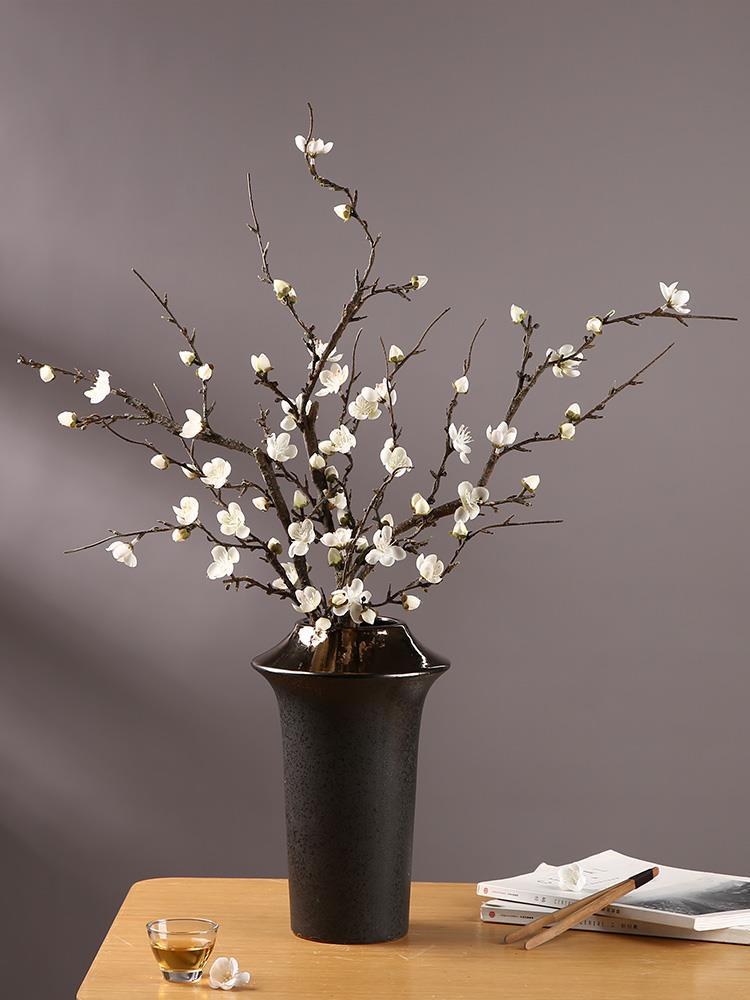 单支梅花枝花假花新中式禅意摆件茶台客厅桌面干花
