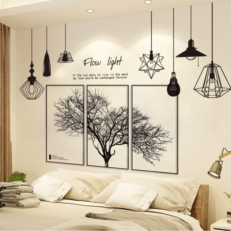 3d立体床头背景墙贴纸卧室墙面装饰品房间布置墙壁贴画自粘小图案