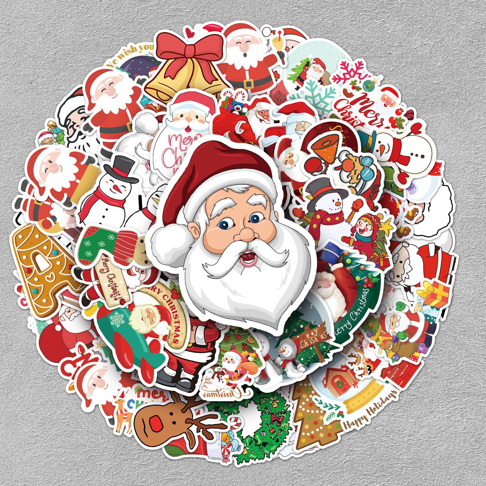 100张圣诞节贴纸创意卡通圣诞老人diy手账本笔记本行李箱防水装饰