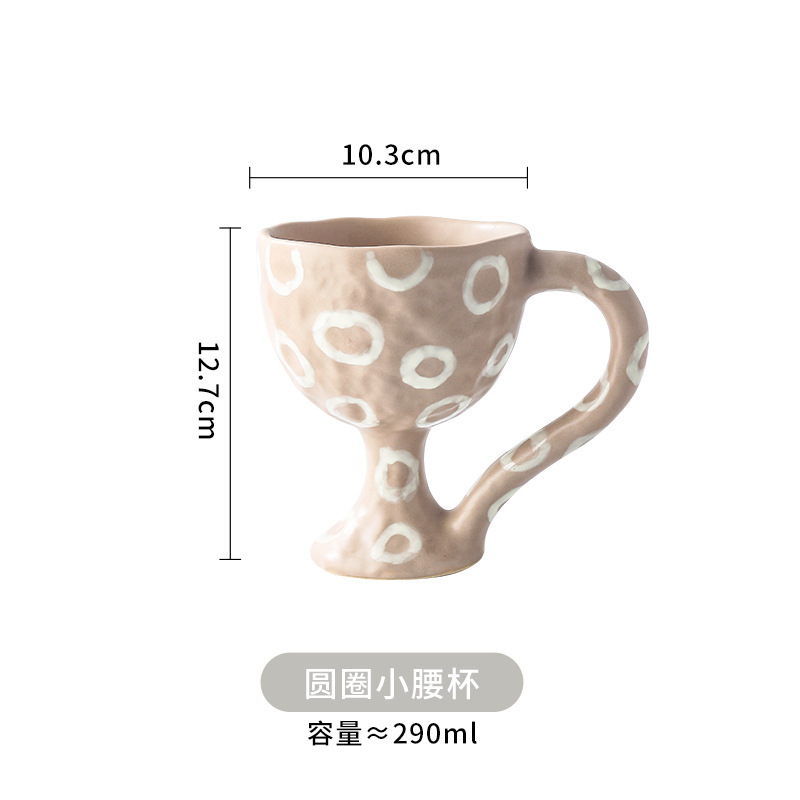 Handmade Floral Ceramic Liquor Glass Hand Pinch Cup Snack Cup Vintage Dessert Ice Cream Cup Ins Niche Decorative Goblet