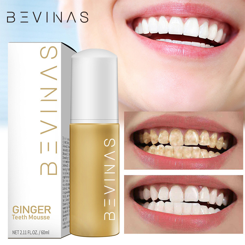 bevinas跨境专供 生姜洁牙慕斯按压式清洁牙齿防蛀牙清新口气口腔
