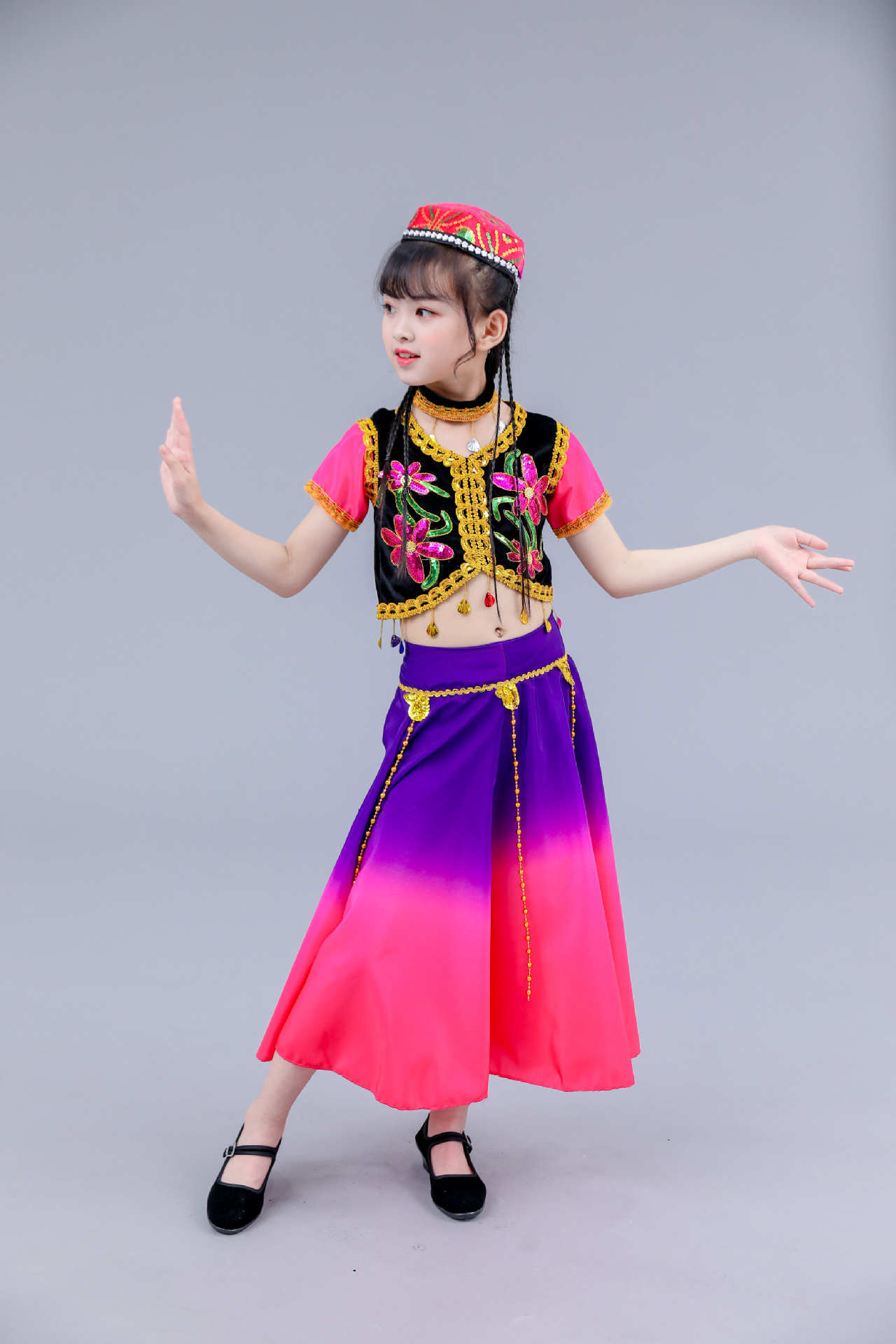 新疆舞蹈演出服儿童女童男童少数表演服塔吉克族舞裙服装幼儿