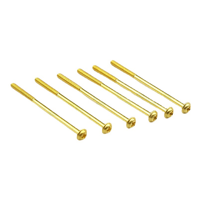 电器导电纯铜细长螺丝pwm2x36 金色 半牙超长 黄铜圆头带垫螺丝