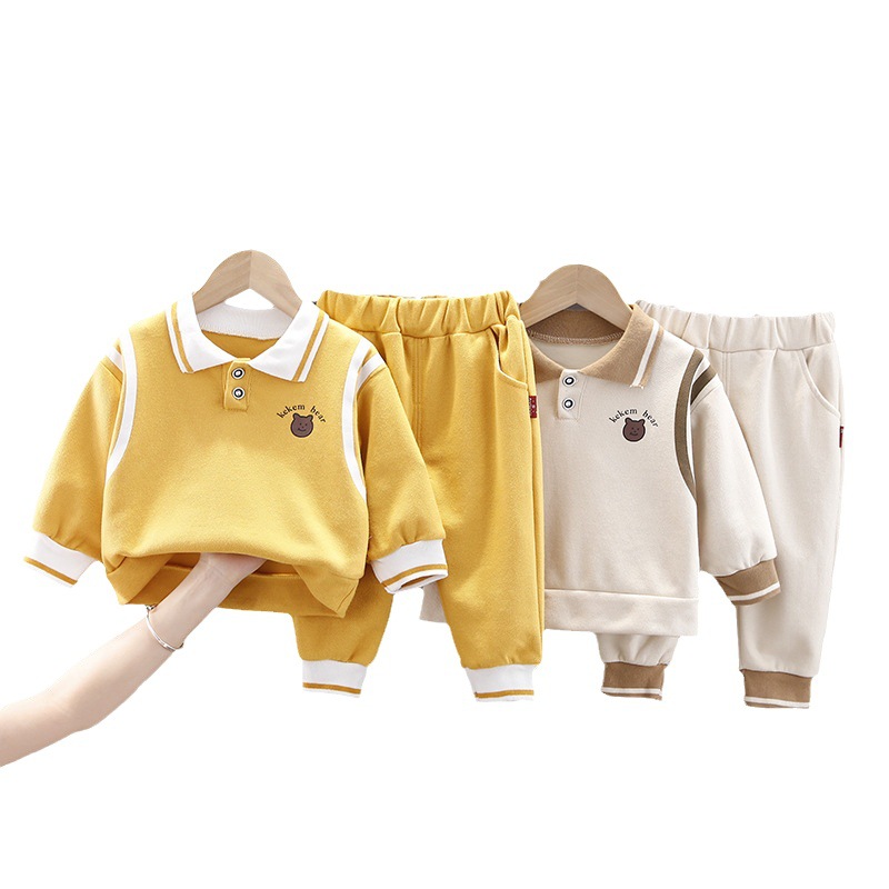 New Men's and Women's Baby Autumn Clothing Sweater Suit Baby Clothes Western Style Spring and Autumn Long Sleeve Two-Piece Set Factory Wholesale