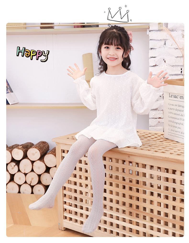 直条蕾丝网袜批发儿童连裤袜薄款夏季网眼丝袜洋气女童打底袜防蚊