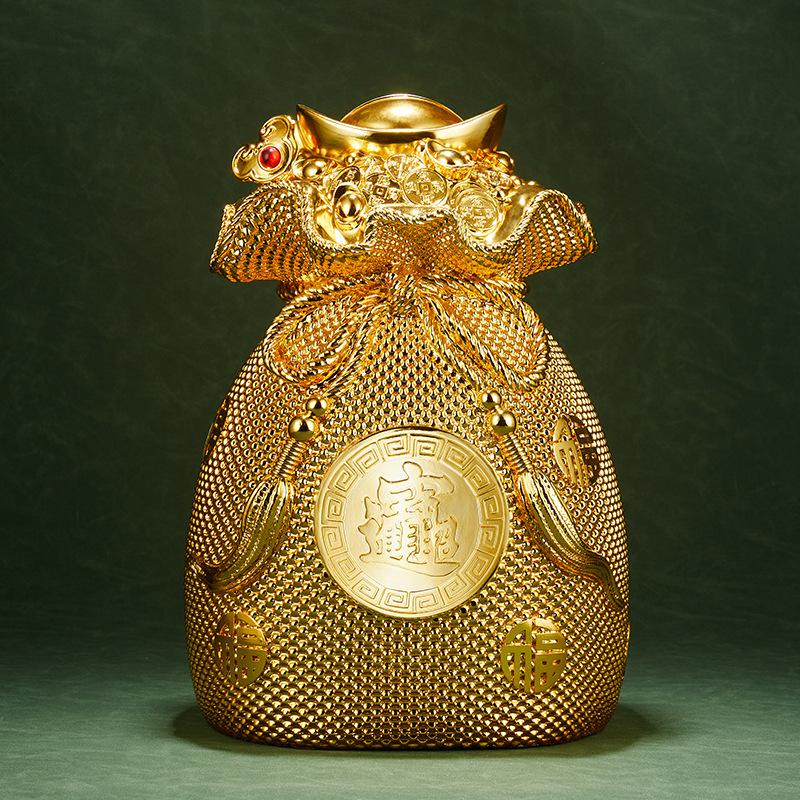 金色元宝福袋存钱罐钱袋聚宝盆招财摆件家居客厅酒柜办公室装饰品