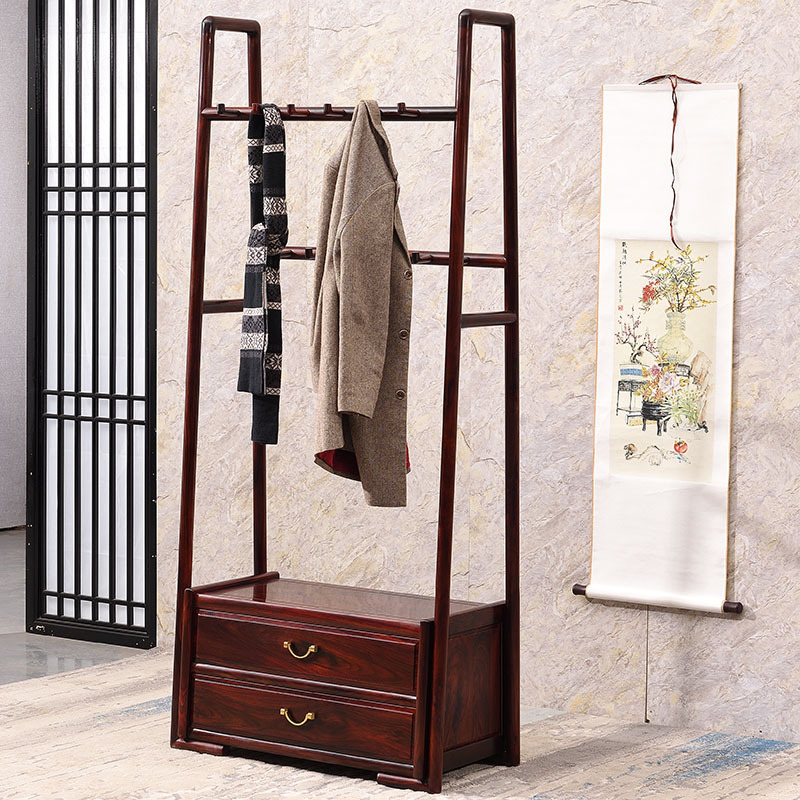 国标红木印尼黑酸枝挂衣架卧室落地衣帽架简易家用衣饰架子晾衣架