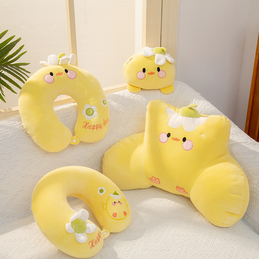 Factory Self-Designed Cute Little Daisy Small Yellow Duck Series Neck Pillow Pillow Pillow Eye Mask Headrest Seat Waist Cushion