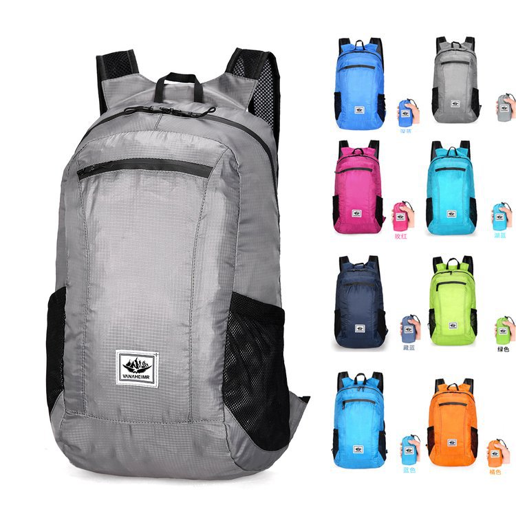 Selected Supply Cross-Border Folding Bag Colorful Outdoor Backpack Large Capacity Lightweight Printed Logo Travel Exercise Backpack