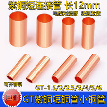 接线小铜管GT短电工管12mm直通铜套电线圆管/焊接2.546平方小铜管