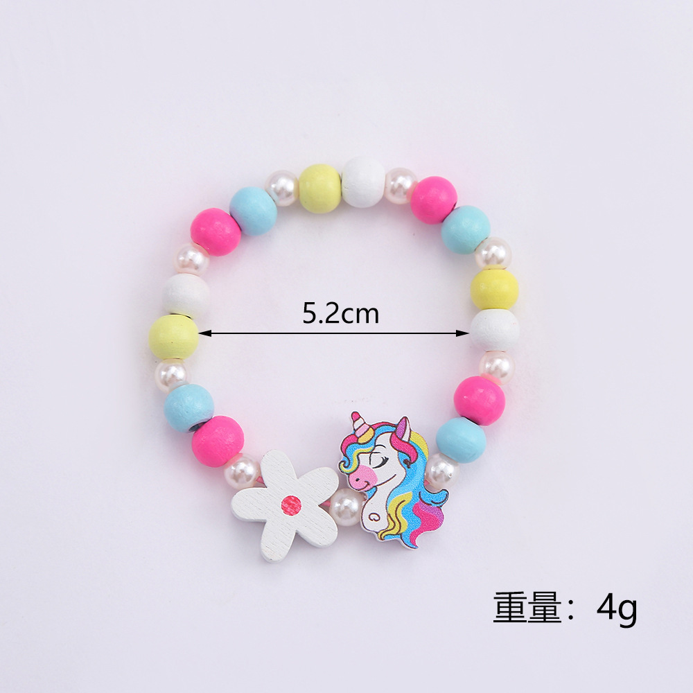 Cartoon Creative Wooden Unicorn Bracelet Cute Girl Baby Bracelet Student Jewelry Bracelet Ornament Decoration