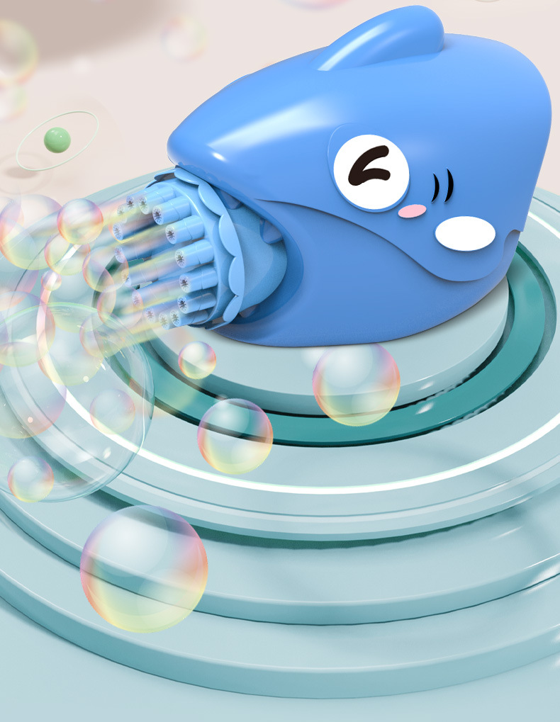 新款萌趣鲨鱼泡泡机儿童玩具加特林泡泡机批发电动摆地摊货源礼物