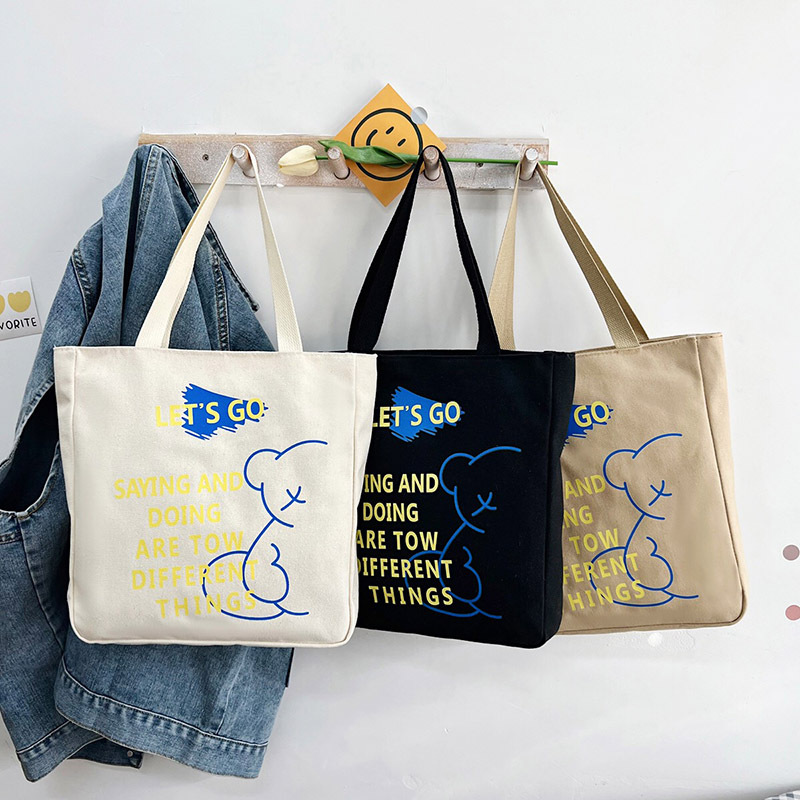 批发帆布包女大容量2024秋冬韩版新款学生上课字母手提布袋单肩包