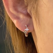 四芒星星镶钻耳圈s925银针2023新款小众设计感耳饰叠戴耳扣耳环女