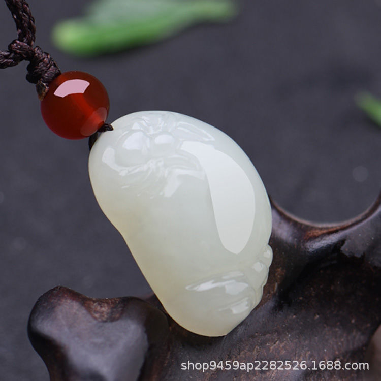 天然新疆和田玉玉佛足小脚丫知足常乐佛脚吊坠玉坠情侣款玉石玉佩