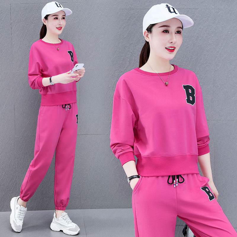 春秋季运动服套装女2024新款宽松大码宽松时尚休闲服两件套女装