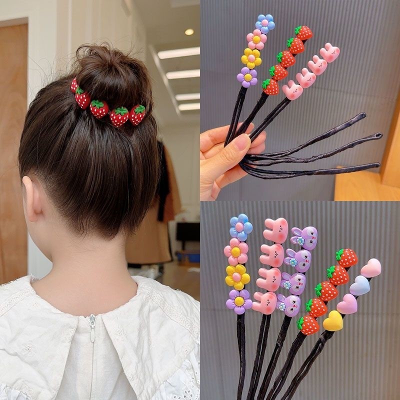 Summer Children's Updo Gadget Cartoon Updo Rod Little Girl Bun Hair Ornament Girl Hair Braiding Tools Hair Band