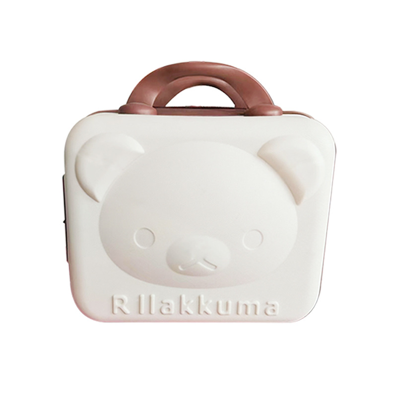 14-Inch Portable Bear Cosmetic Case with Hand Gift Box Small Lightweight Password Lock Suitcase Portable Storage Box