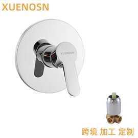 全铜镀铬暗装单功能淋浴水龙头入墙式圆形三通淋浴龙头跨境工程款