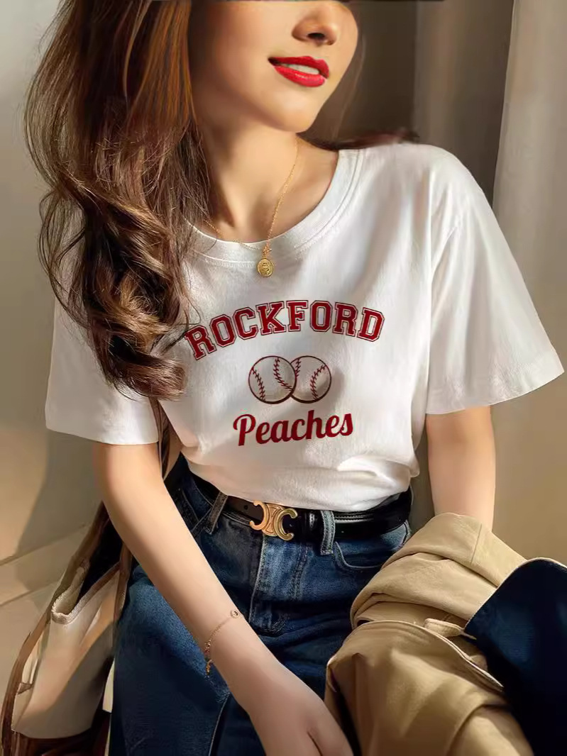 [One Piece Dropshipping] 2024 Summer Heavy Thickening Opaque Pure Cotton Women's Wear Short-Sleeved T-shirt Trendy Loose All-Match Women Clothes