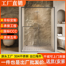卫生间一字型极简移门淋浴房家用浴室干湿分离平开门玻璃沐浴隔断