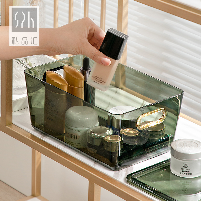 Cosmetic Storage Box Desktop Plastic Transparent Storage Box Large Capacity Refrigerator Storage Box Dormitory Organizing Box with Lid