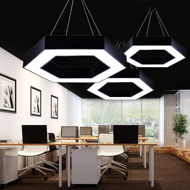 led办公灯空心六边形灯超市吊线形异形灯拼接方通造型灯工程定制