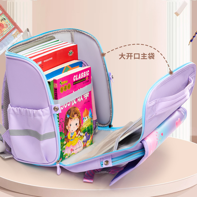 New Cartoon Horizontal Board Schoolbag Grade 1-3 Boys and Girls Decompression Spine-Protective Backpack Lightweight Waterproof