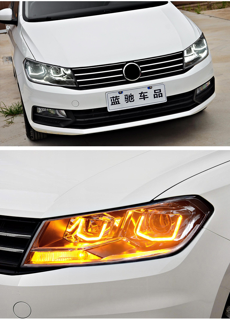适用于大众16-21款新桑塔纳大灯总成led大灯15浩纳改装透镜日行灯