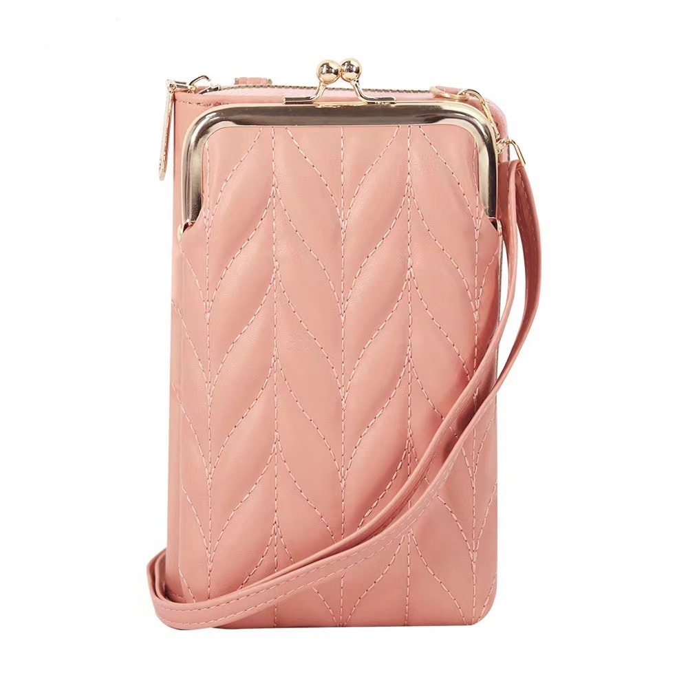 New Mobile Phone Bag Women's Korean-Style Stylish and Versatile Crossbody Shoulder Bag Zipper Color Simple Mini All-Match Wallet