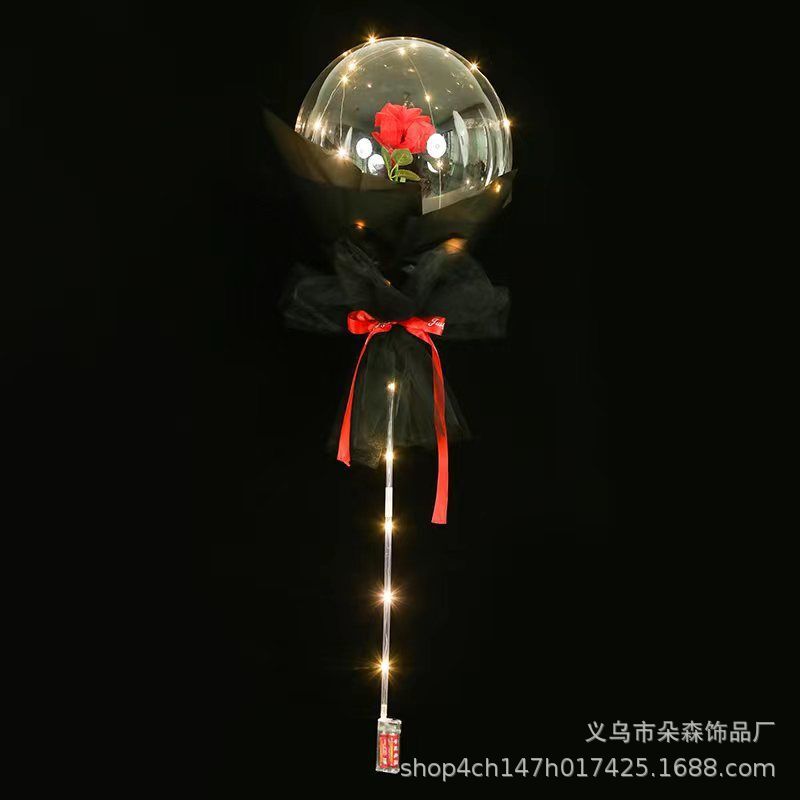 Wholesale Qixi Luminous Rose Bounce Ball Ball Net Red Bouquet Balloon Night Market Stall Bounce Ball Material Package Full Set