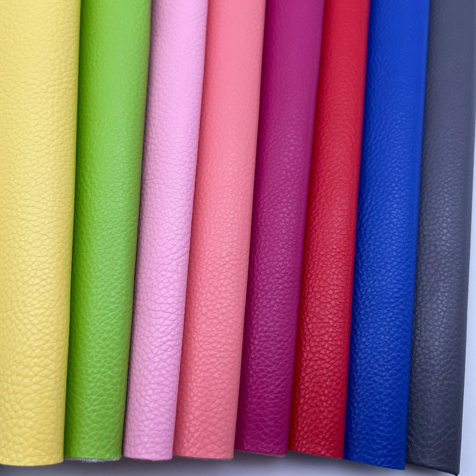 9mm小荔枝纹皮革pu仿棉绒毛底鞋材手袋箱包人造革面料