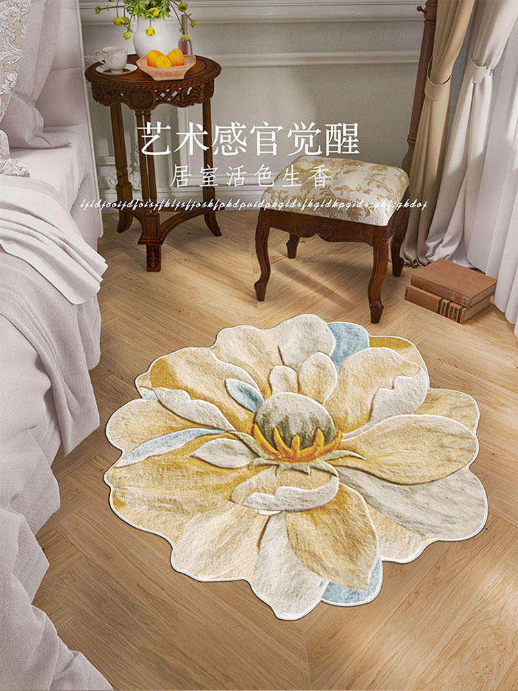 Simple Cashmere-like round Mat Abstract Thickened and Densely Woven Bedroom Foot Mat Non-Slip Swivel Chair Internet Celebrity Photography Carpet