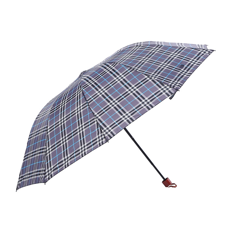 Umbrella Oversized Checkered Umbrella Tri-Fold Ten-Bone Reinforcement Foldable and Portable Sunny and Rainy Dual-Use Business Manufacturers Wholesale a Large Number