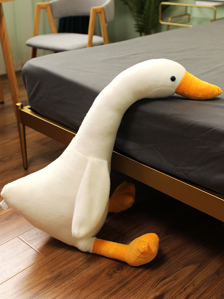 包邮仿真鸭子大白鹅毛绒玩具公仔床上睡觉抱枕网红少女心娃娃