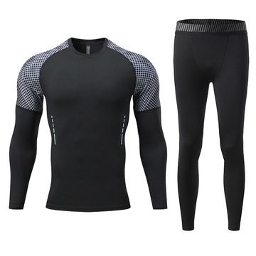 运动套装男健身衣服秋季跑步装备速干保暖篮球晨跑训练紧身衣秋冬-阿