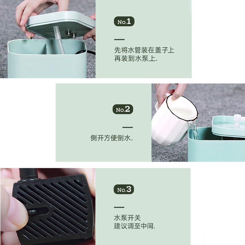 New Cat Automatic Water Dispenser Filter Core Pet Drinking Bowl Large Capacity Heightened Drinking Bowl Fresh Flowing Live Water