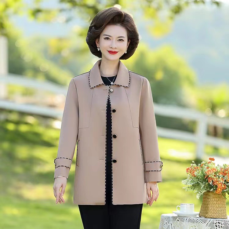 妈妈秋装风衣外套新款40岁50阔太太洋气高贵中老年女装中长款上衣