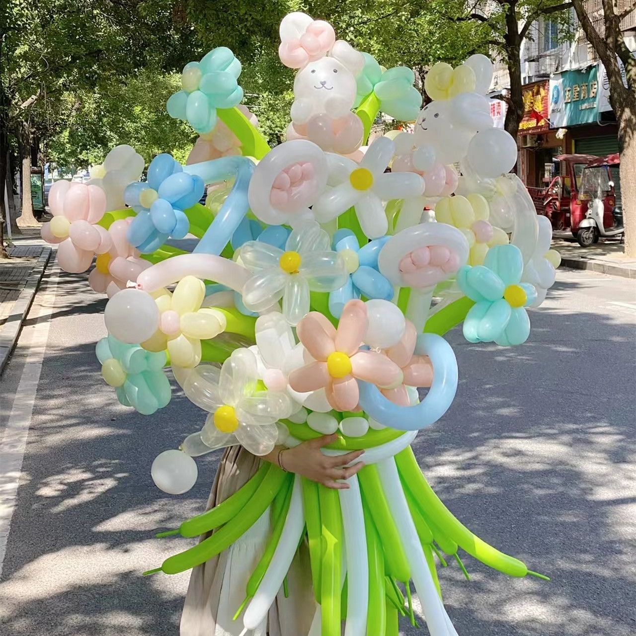 适用网红diy小红书ins彩色长条气球花束花朵情人节儿童生日用品礼