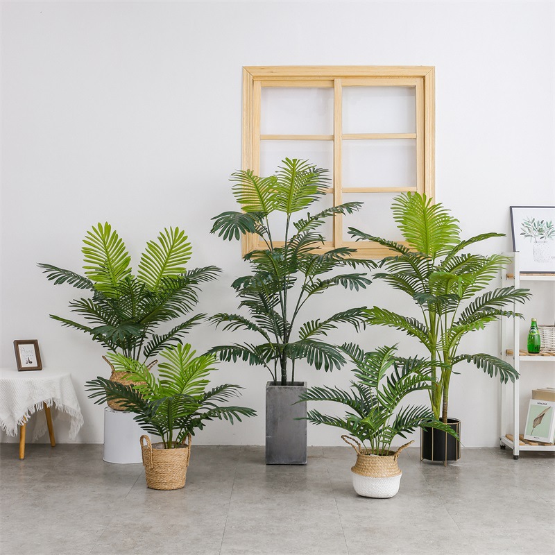 Artificial Green Plant Imitative Tree Areca Palm Artificial Potted Indoor Decoration Fake Trees Plant Bonsai Phoenix Sunflower Wholesale