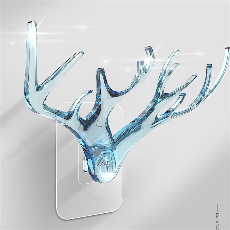 Antlers Hook Nordic Wall Decoration Small Hook Creative Special Deer Head Three-Dimensional Invisible Wall Key Wall Sticky Hook