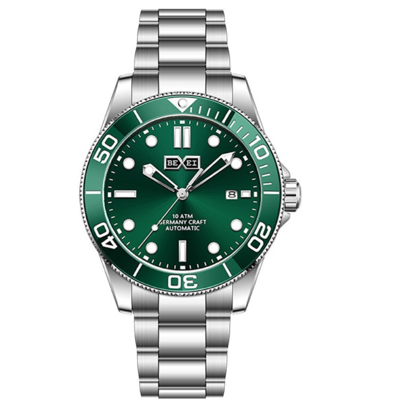 瑞士品牌正品绿水鬼全自动机械表 钢带夜光防水运动手表 男士手表